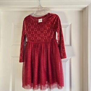Disney Jumping Beans Mickey Minnie Velour Red Tutu Dress Girl's Size 4 Christmas